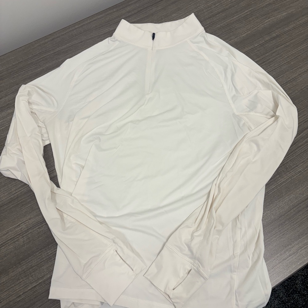 Men’s Peter Millar White Quarter-Zip Performance Pullover - Size Medium